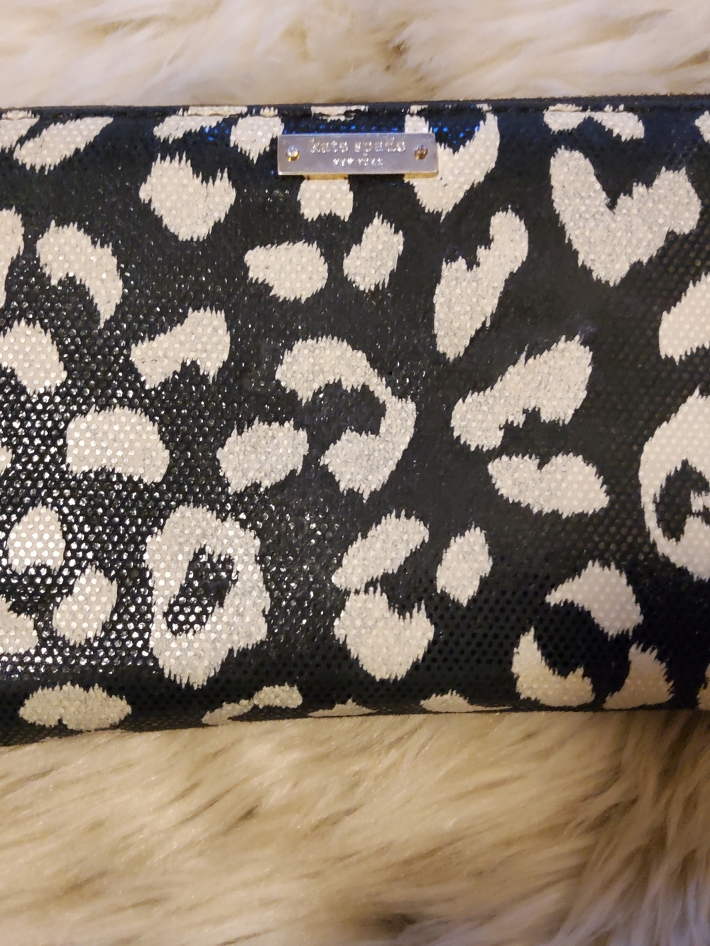 Kate Spade Black & Cream Leopard Print Lacey Wallet GUC - Picture 6 of 10